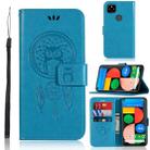 For Google Pixel 4a 5G Wind Chime Owl Embossing Pattern Horizontal Flip Leather Case with Holder & Card Slots & Wallet(Blue) - 1