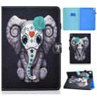 For iPad 10.2 2021 / 2020 / 2019 Painted Pattern TPU Horizontal Flip Leather Protective Case(Rose Elephant) - 1