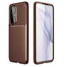 For Huawei P50 Carbon Fiber Texture Shockproof TPU Case(Brown) - 1