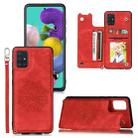 For Samsung Galaxy A32 5G Mandala Embossed PU + TPU Case with Holder & Card Slots & Photo Frame & Strap(Red) - 1