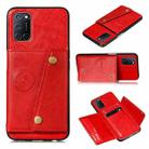 For OPPO A93 5G Double Buckle PU + TPU Shockproof Magnetic Protective Case with Card Slots & Holder(Red) - 1