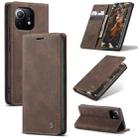 For Xiaomi Mi 11 CaseMe 013 Multifunctional Horizontal Flip Leather Case with Holder & Card Slot & Wallet(Coffee) - 1