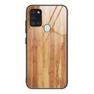 For Samsung Galaxy A21s Wood Grain Tempered Glass + TPU Shockproof Case(M03) - 1