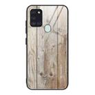 For Samsung Galaxy A21s Wood Grain Tempered Glass + TPU Shockproof Case(M04) - 1