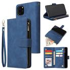 For iPhone 11 Pro Max Multifunctional Retro Frosted Horizontal Flip Leather Case with Card Slot & Holder & Zipper Wallet & Photo Frame & Lanyard(Blue) - 1