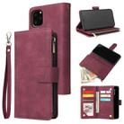 For iPhone 11 Pro Max Multifunctional Retro Frosted Horizontal Flip Leather Case with Card Slot & Holder & Zipper Wallet & Photo Frame & Lanyard(Red Wine) - 1
