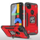 For Google Pixel 4a Magnetic Armor Shockproof TPU + PC Case with Metal Ring Holder(Red) - 1