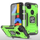 For Google Pixel 4a Magnetic Armor Shockproof TPU + PC Case with Metal Ring Holder(Green) - 1