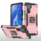 For Huawei P40 Lite 5G / Nova 7 SE Magnetic Armor Shockproof TPU + PC Case with Metal Ring Holder(Rose Gold) - 1