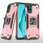 For Huawei P40 Lite / Nova 6 SE / Nova 7i Magnetic Armor Shockproof TPU + PC Case with Metal Ring Holder(Rose Gold) - 1