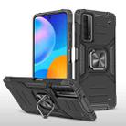 For Huawei P Smart(2021) / Y7a Magnetic Armor Shockproof TPU + PC Case with Metal Ring Holder(Black) - 1