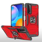 For Huawei P Smart(2021) / Y7a Magnetic Armor Shockproof TPU + PC Case with Metal Ring Holder(Red) - 1