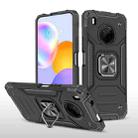 For Huawei Y9a Magnetic Armor Shockproof TPU + PC Case with Metal Ring Holder(Black) - 1