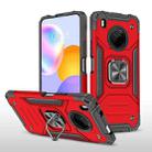 For Huawei Y9a Magnetic Armor Shockproof TPU + PC Case with Metal Ring Holder(Red) - 1