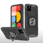 For Google Pixel 5 Magnetic Armor Shockproof TPU + PC Case with Metal Ring Holder(Black) - 1