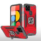 For Google Pixel 5 Magnetic Armor Shockproof TPU + PC Case with Metal Ring Holder(Red) - 1