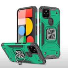 For Google Pixel 5 Magnetic Armor Shockproof TPU + PC Case with Metal Ring Holder(Dark Green) - 1