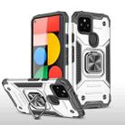 For Google Pixel 5 Magnetic Armor Shockproof TPU + PC Case with Metal Ring Holder(Silver) - 1