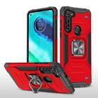 For Motorola Moto G8 Magnetic Armor Shockproof TPU + PC Case with Metal Ring Holder(Red) - 1