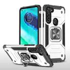 For Motorola Moto G8 Magnetic Armor Shockproof TPU + PC Case with Metal Ring Holder(Silver) - 1