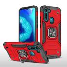 For Motorola Moto G8 Power Lite Magnetic Armor Shockproof TPU + PC Case with Metal Ring Holder(Red) - 1