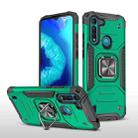 For Motorola Moto G8 Power Lite Magnetic Armor Shockproof TPU + PC Case with Metal Ring Holder(Dark Green) - 1