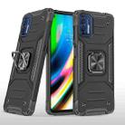 For Motorola Moto G9 Plus Magnetic Armor Shockproof TPU + PC Case with Metal Ring Holder(Black) - 1