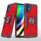 For Motorola Moto G9 Plus Magnetic Armor Shockproof TPU + PC Case with Metal Ring Holder(Red) - 1