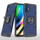 For Motorola Moto G9 Plus Magnetic Armor Shockproof TPU + PC Case with Metal Ring Holder(Blue) - 1