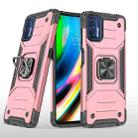 For Motorola Moto G9 Plus Magnetic Armor Shockproof TPU + PC Case with Metal Ring Holder(Rose Gold) - 1