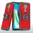 For Motorola Moto G9 Magnetic Armor Shockproof TPU + PC Case with Metal Ring Holder(Red) - 1