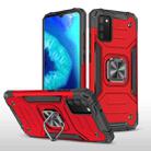 For Samsung Galaxy A02s(EU Version) Magnetic Armor Shockproof TPU + PC Case with Metal Ring Holder(Red) - 1