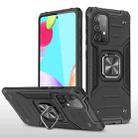 For Samsung Galaxy A52 5G / 4G Magnetic Armor Shockproof TPU + PC Case with Metal Ring Holder(Black) - 1