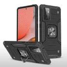 For Samsung Galaxy A72 5G / 4G Magnetic Armor Shockproof TPU + PC Case with Metal Ring Holder(Black) - 1