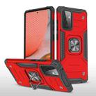 For Samsung Galaxy A72 5G / 4G Magnetic Armor Shockproof TPU + PC Case with Metal Ring Holder(Red) - 1