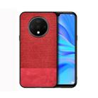 For OnePlus 7T Shockproof Splicing PU + Cloth Protective Case(Red) - 1