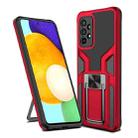 For Samsung Galaxy A52 4G / 5G Armor 2 in 1 PC + TPU Magnetic Shockproof Case with Foldable Holder(Red) - 1