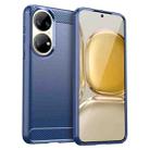 For Huawei P50 Brushed Texture Carbon Fiber TPU Case(Blue) - 1