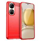 For Huawei P50 Brushed Texture Carbon Fiber TPU Case(Red) - 1