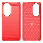 For Huawei P50 Brushed Texture Carbon Fiber TPU Case(Red) - 2