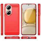 For Huawei P50 Brushed Texture Carbon Fiber TPU Case(Red) - 3