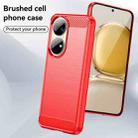 For Huawei P50 Brushed Texture Carbon Fiber TPU Case(Red) - 4