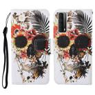 For Huawei P smart 2021 Colored Drawing Pattern Horizontal Flip Leather Case with Holder & Card Slots & Wallet & Lanyard(Flower Skull) - 1