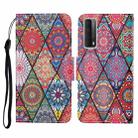 For Huawei P smart 2021 Colored Drawing Pattern Horizontal Flip Leather Case with Holder & Card Slots & Wallet & Lanyard(Rhombus Totem) - 1