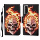For Huawei P smart 2021 Colored Drawing Pattern Horizontal Flip Leather Case with Holder & Card Slots & Wallet & Lanyard(Flame Skull) - 1