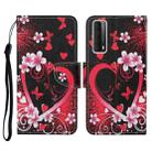 For Huawei P smart 2021 Colored Drawing Pattern Horizontal Flip Leather Case with Holder & Card Slots & Wallet & Lanyard(Red Heart) - 1