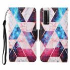 For Huawei P smart 2021 Colored Drawing Pattern Horizontal Flip Leather Case with Holder & Card Slots & Wallet & Lanyard(Starry Marble) - 1