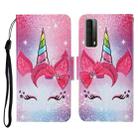 For Huawei P smart 2021 Colored Drawing Pattern Horizontal Flip Leather Case with Holder & Card Slots & Wallet & Lanyard(Eyelash Unicorn) - 1