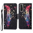 For Huawei P smart 2021 Colored Drawing Pattern Horizontal Flip Leather Case with Holder & Card Slots & Wallet & Lanyard(Feather) - 1