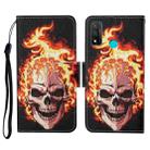 For Huawei P smart 2020 Colored Drawing Pattern Horizontal Flip Leather Case with Holder & Card Slots & Wallet & Lanyard(Flame Skull) - 1